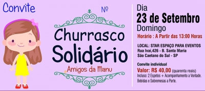 Amigos da Manu realizam Churrasco Solidário