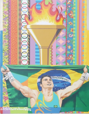 Ginasta Arthur Zanetti &eacute; homenageado na passagem da Tocha Ol&iacute;mpica