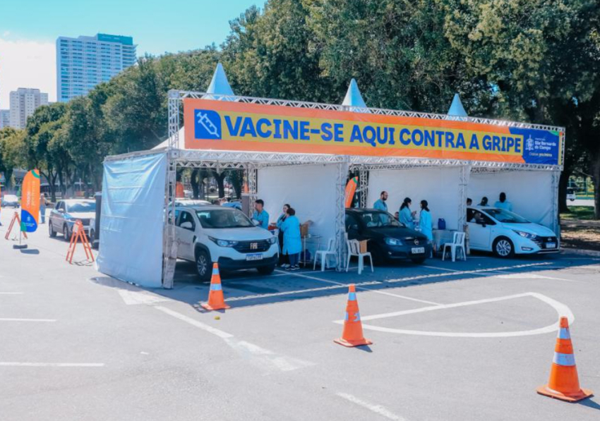 Drive-thru de vacina contra a gripe em São Bernardo se desloca no sábado para a Av. Redenção